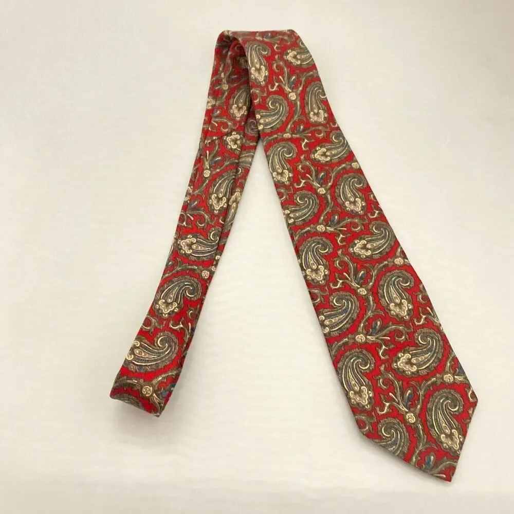 #5544 Bert Pulitzer Men's Red Paisley Necktie, Tie 55 x 3.5